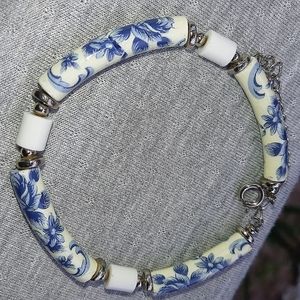 Vintage Blue & White Porcelain Bracelet